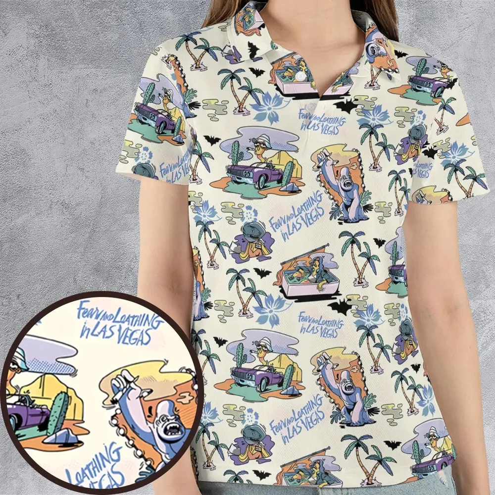 Vacation Fear and Loathing In Las Vegas Pattern AOP Men/Women Polo Shirt - 4