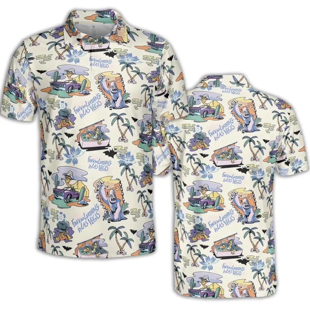 Vacation Fear and Loathing In Las Vegas Pattern AOP Men/Women Polo Shirt - 2