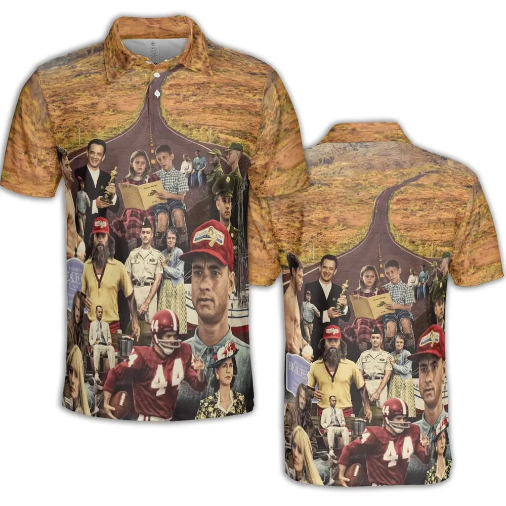 Forrest Gump's Journey Collage AOP Men/Women Polo Shirt - 2