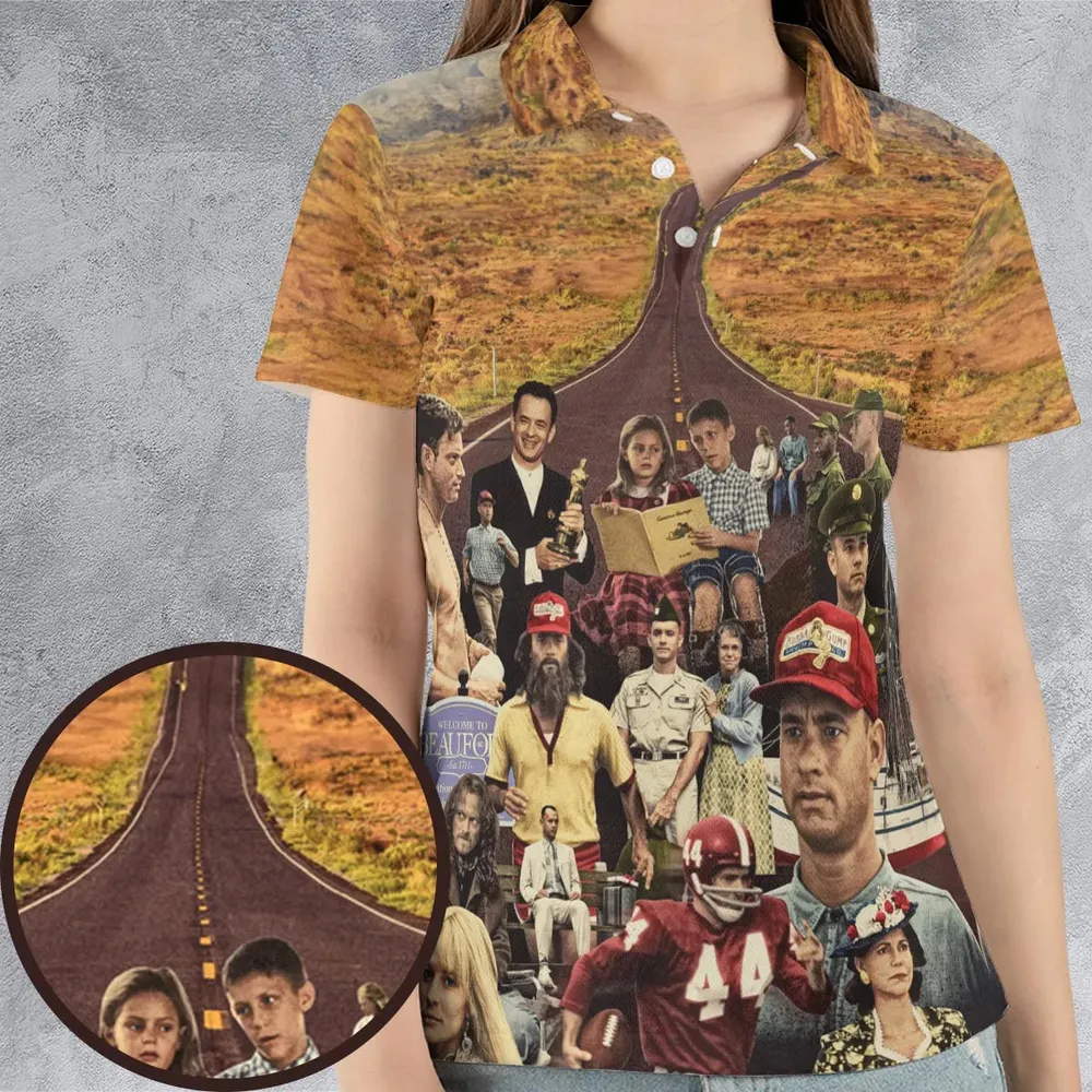 Forrest Gump's Journey Collage AOP Men/Women Polo Shirt - 4