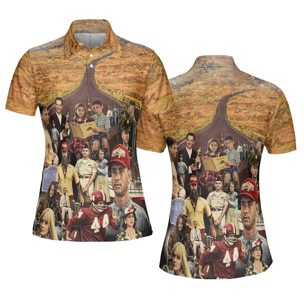 Forrest Gump's Journey Collage AOP Men/Women Polo Shirt - 5