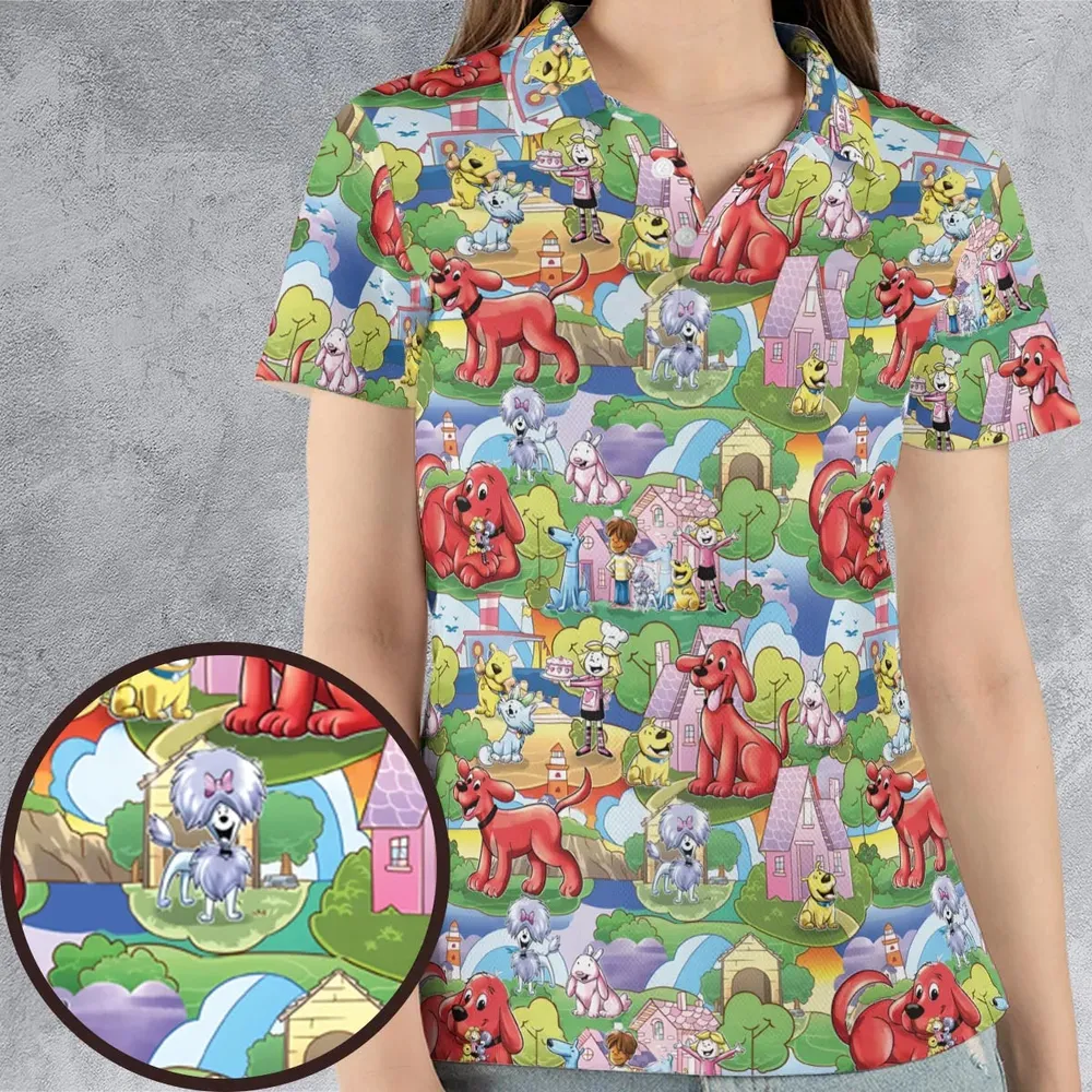 Clifford The Big Red Dog Seamless AOP Men/Women Polo Shirt - 4