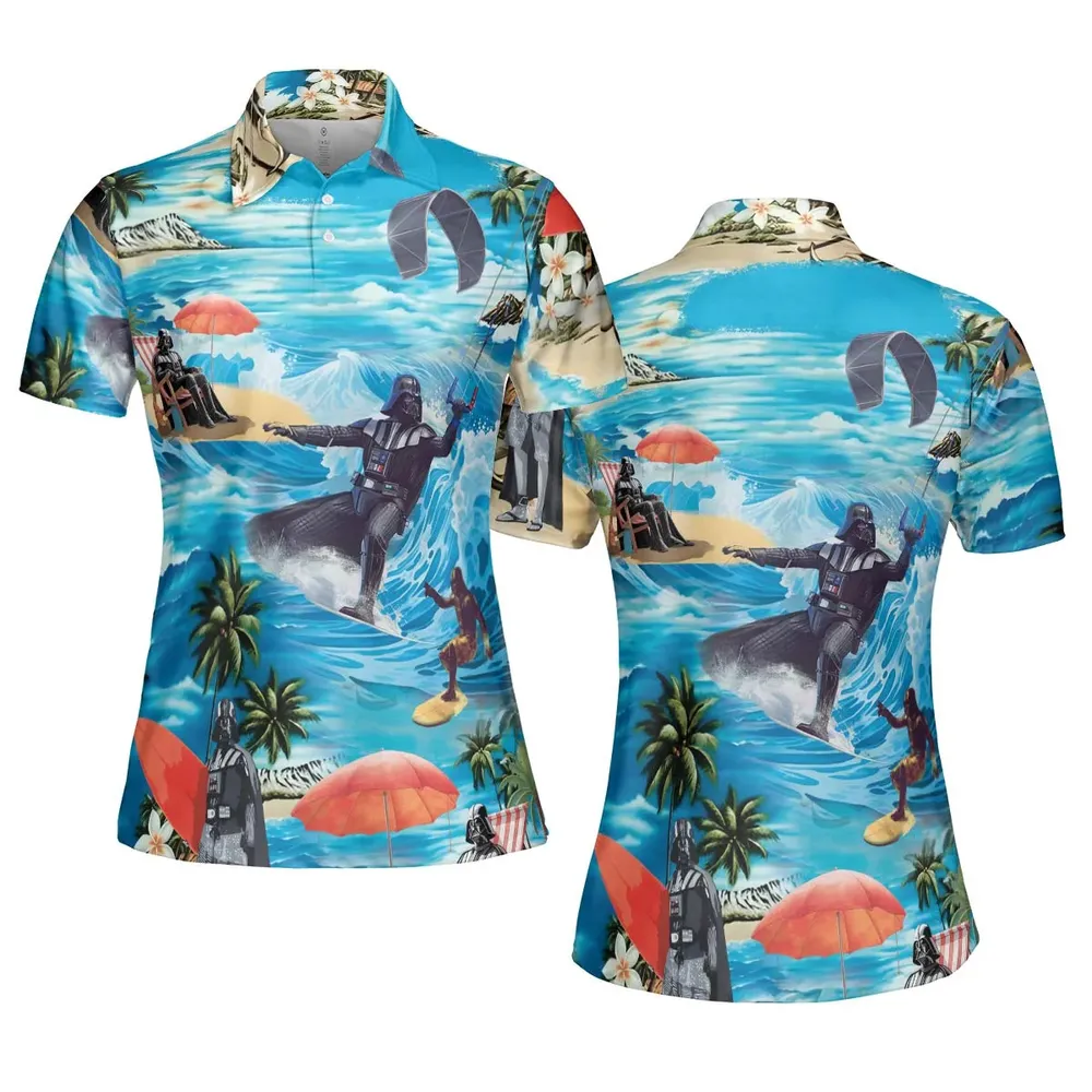 Darth Vader Surfing AOP Men/Women Polo Shirt - 5