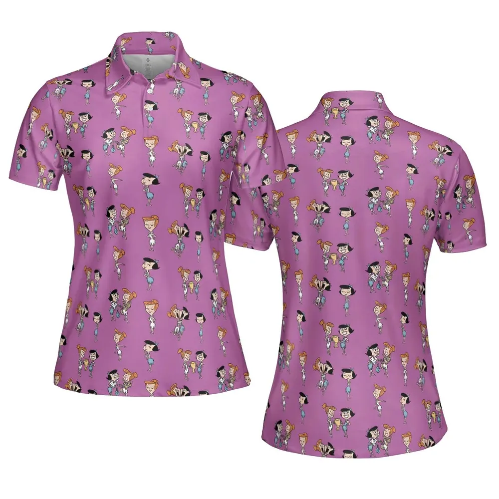 Wilma and Betty The Flintstones AOP Men/Women Polo Shirt - 5