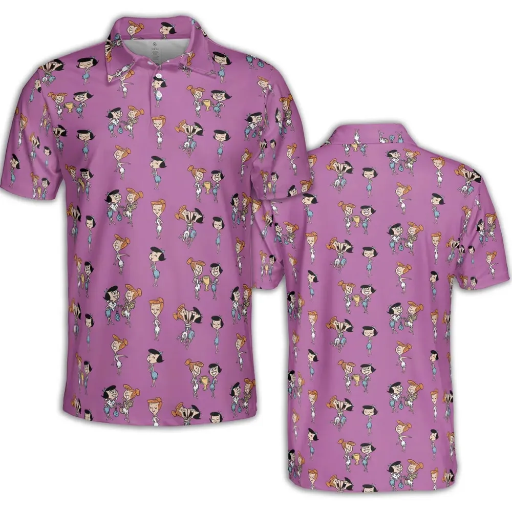 Wilma and Betty The Flintstones AOP Men/Women Polo Shirt - 2
