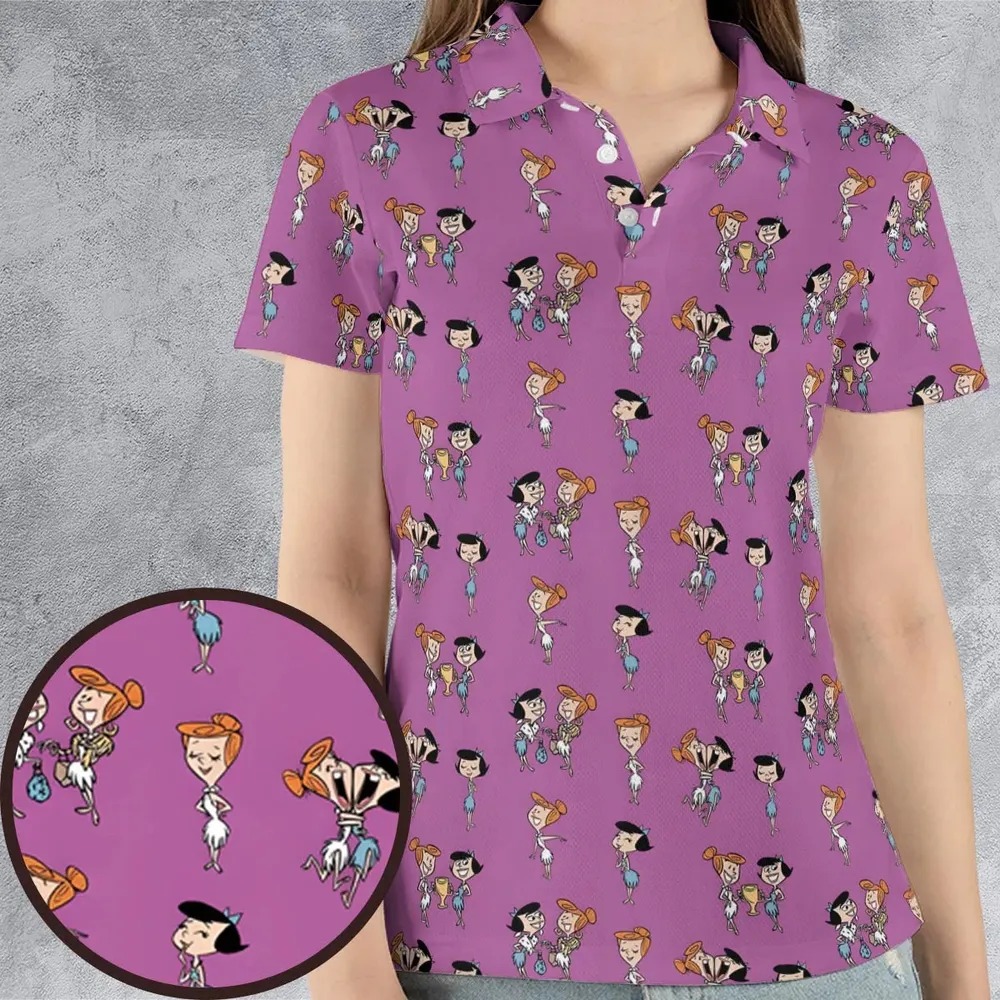 Wilma and Betty The Flintstones AOP Men/Women Polo Shirt - 4