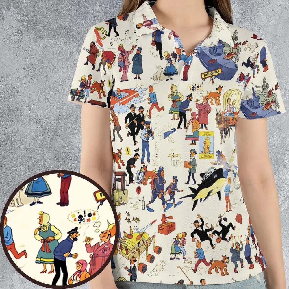 Tintin Adventure Kuifje AOP Men/Women Polo Shirt - 4