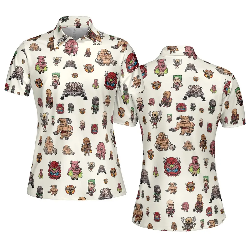 Doom Chibi Characters AOP Men/Women Polo Shirt - 5