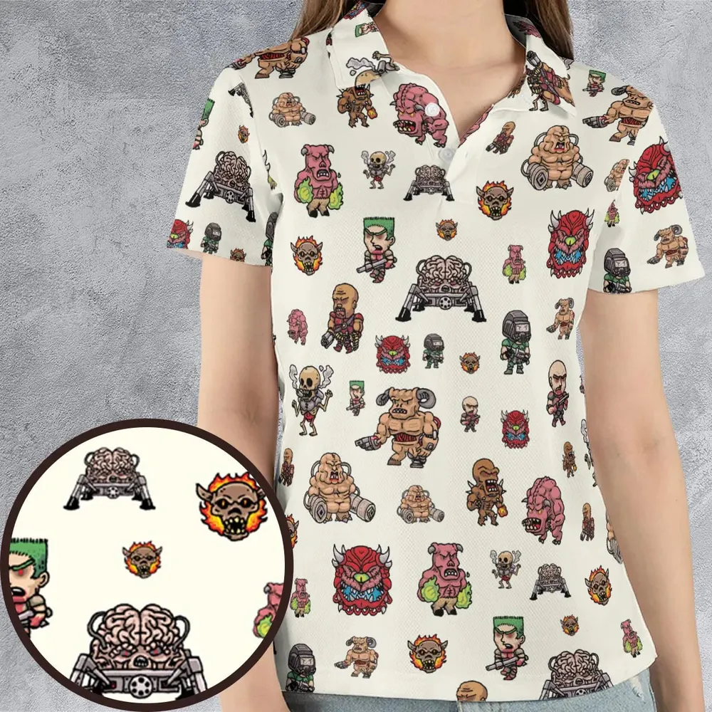 Doom Chibi Characters AOP Men/Women Polo Shirt - 4