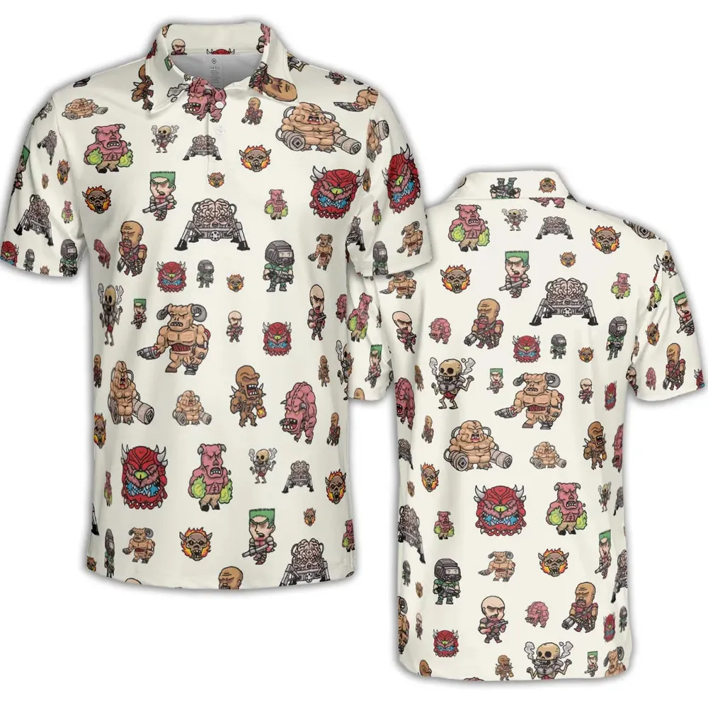Doom Chibi Characters AOP Men/Women Polo Shirt - 2