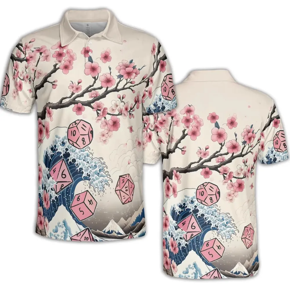 Pink Flower Dice DnD AOP Men/Women Polo Shirt - 2