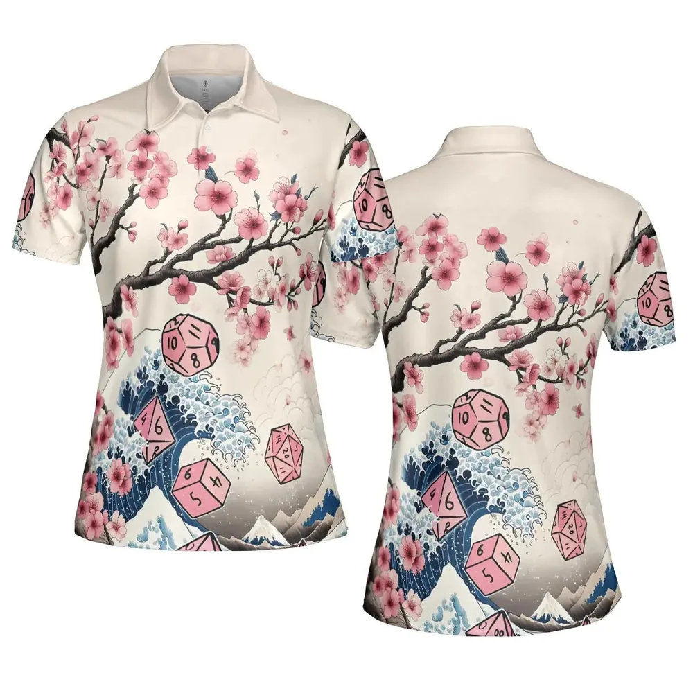 Pink Flower Dice DnD AOP Men/Women Polo Shirt - 5