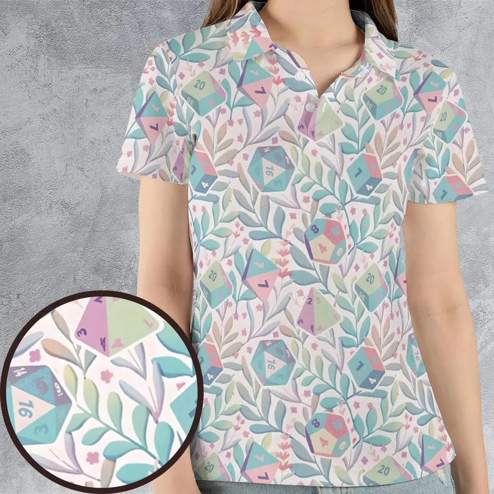 Dice Flower Soft DnD AOP Men/Women Polo Shirt - 4