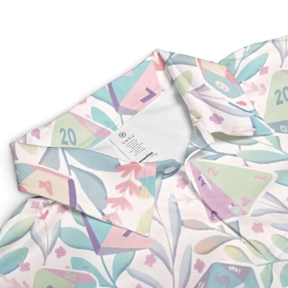 Dice Flower Soft DnD AOP Men/Women Polo Shirt - 3