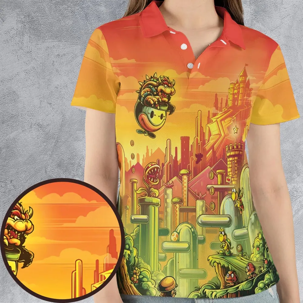 Plumber Kingdom Super Mario AOP Men/Women Polo Shirt - 4