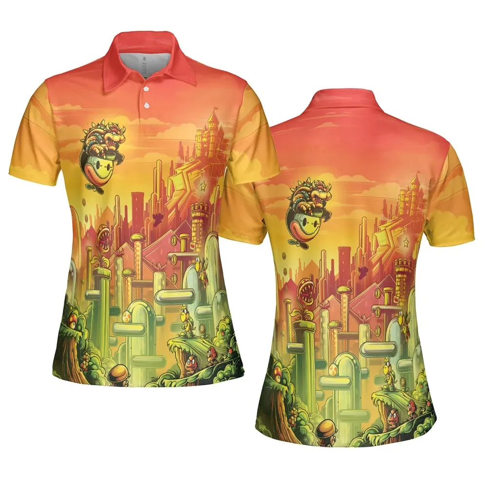 Plumber Kingdom Super Mario AOP Men/Women Polo Shirt - 5