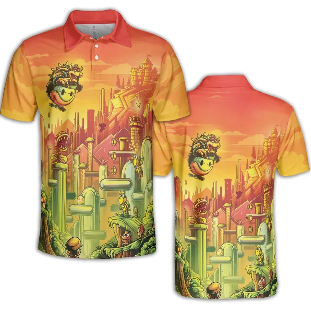 Plumber Kingdom Super Mario AOP Men/Women Polo Shirt - 2
