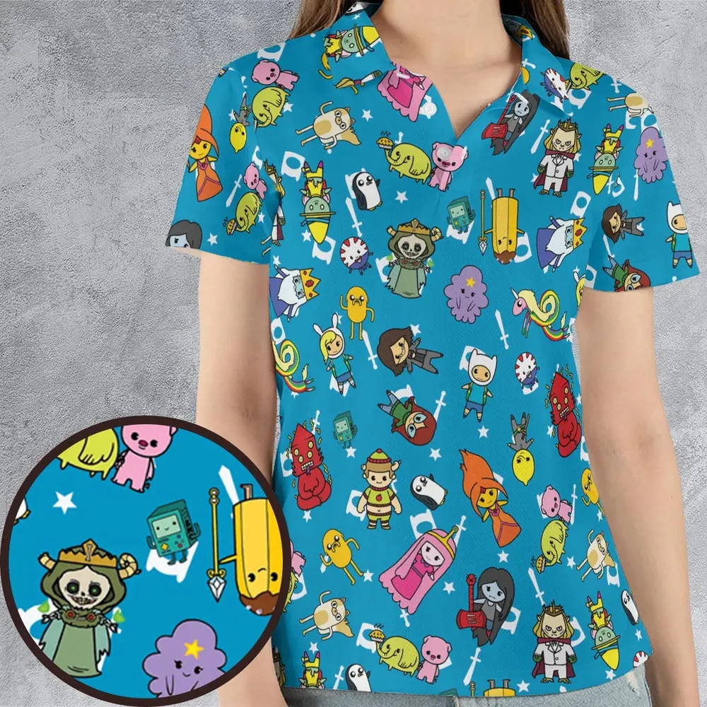 Adventure Time Characters Doodle AOP Men/Women Polo Shirt - 4