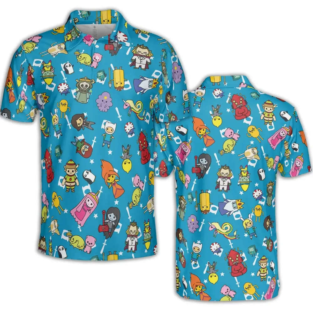 Adventure Time Characters Doodle AOP Men/Women Polo Shirt - 2