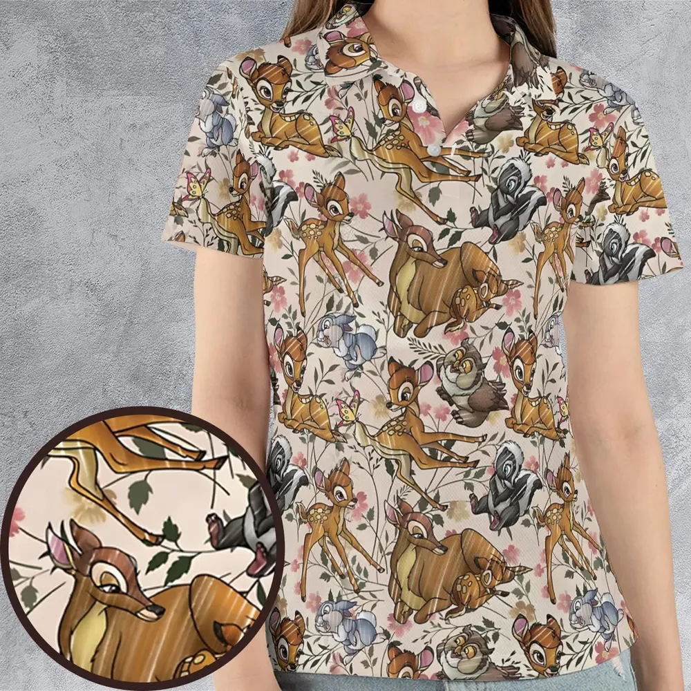 Little Wild Bambi AOP Men/Women Polo Shirt - 4