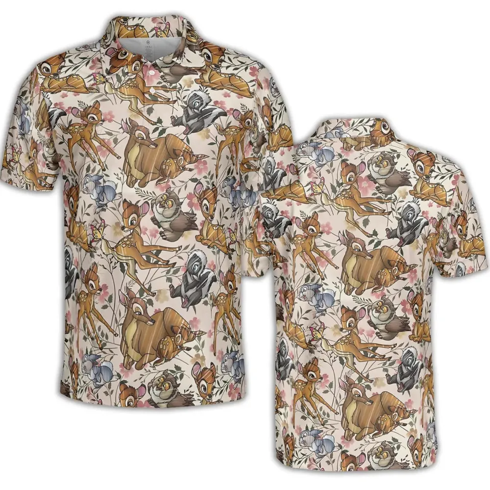 Little Wild Bambi AOP Men/Women Polo Shirt - 2