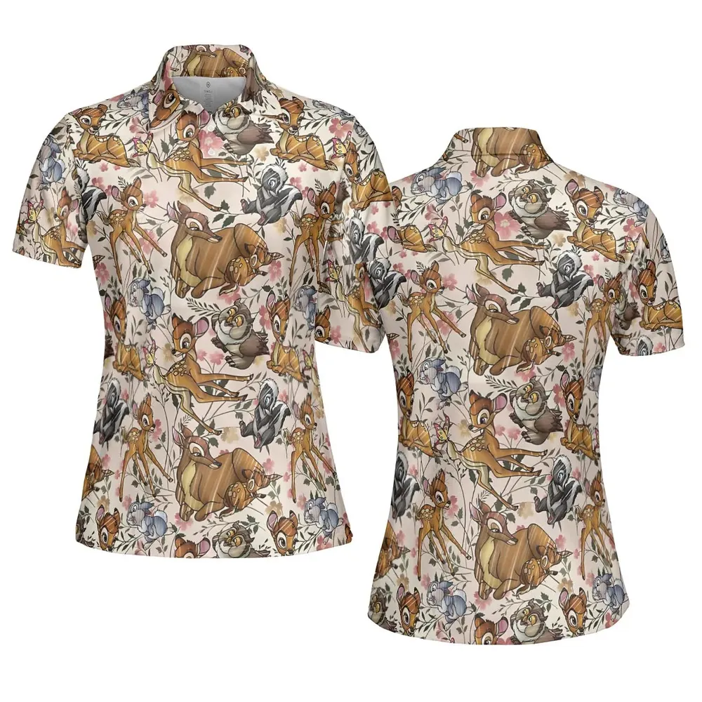 Little Wild Bambi AOP Men/Women Polo Shirt - 5
