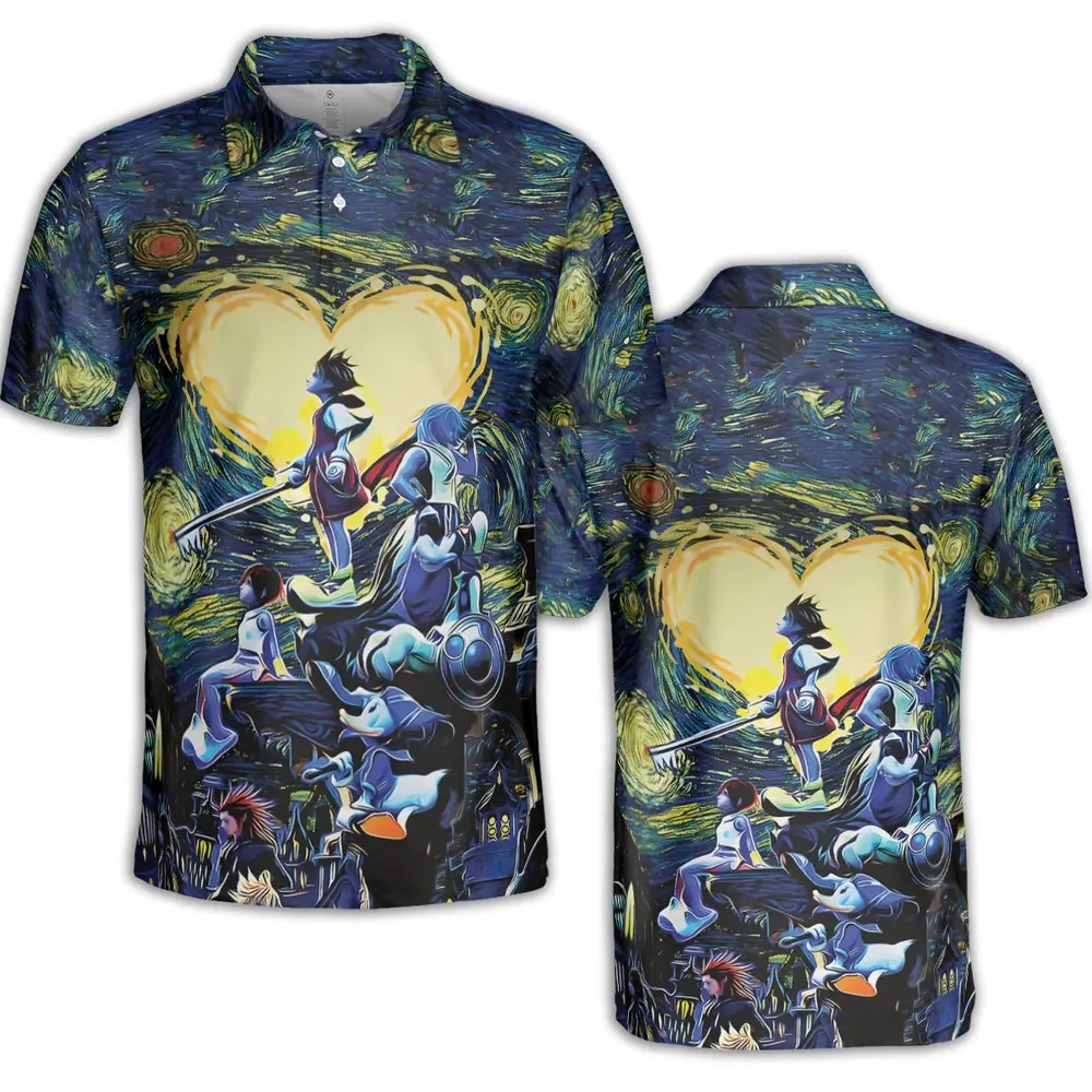 Kingdom Hearts Starry Night AOP Men/Women Polo Shirt - 2