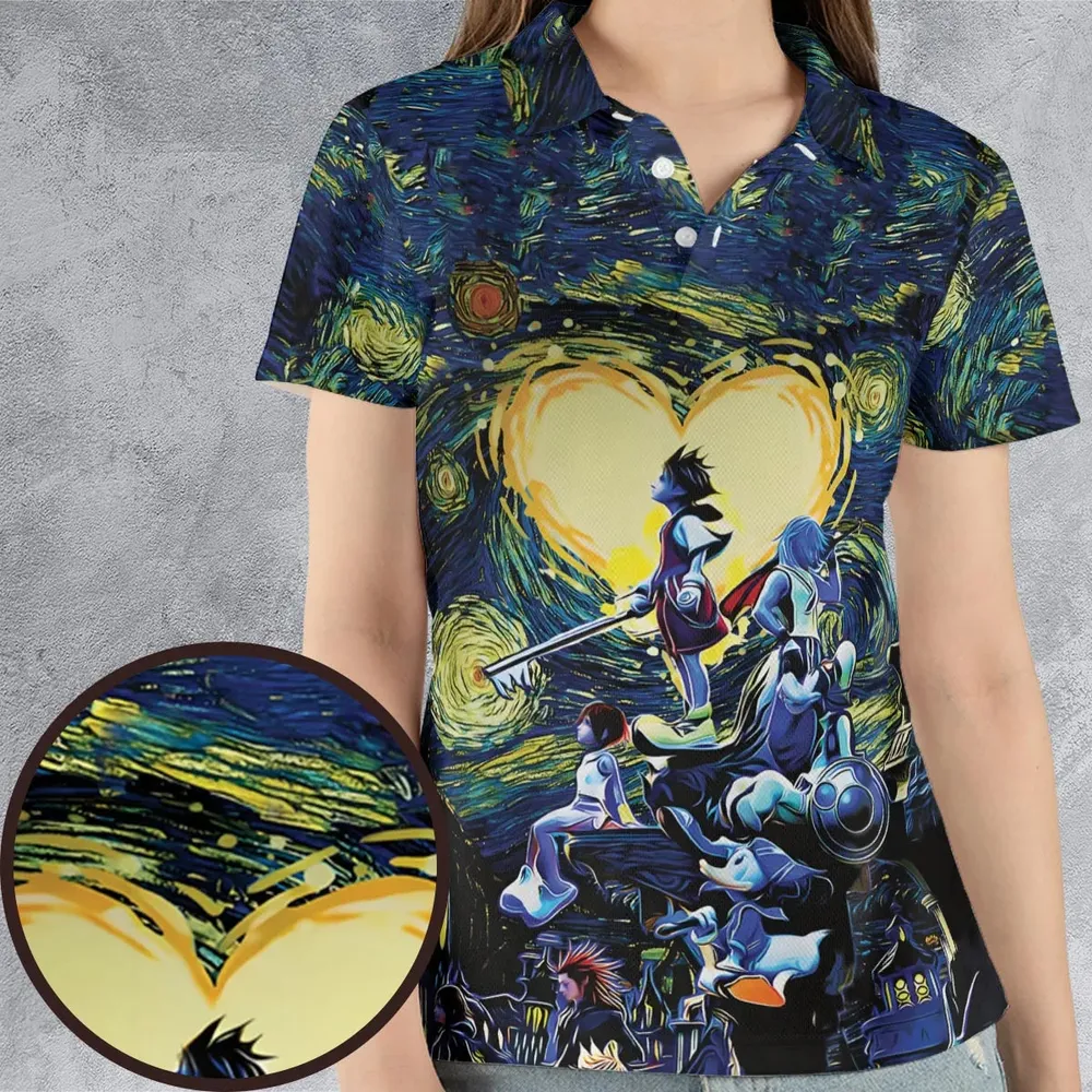 Kingdom Hearts Starry Night AOP Men/Women Polo Shirt - 4