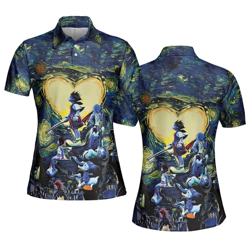 Kingdom Hearts Starry Night AOP Men/Women Polo Shirt - 5