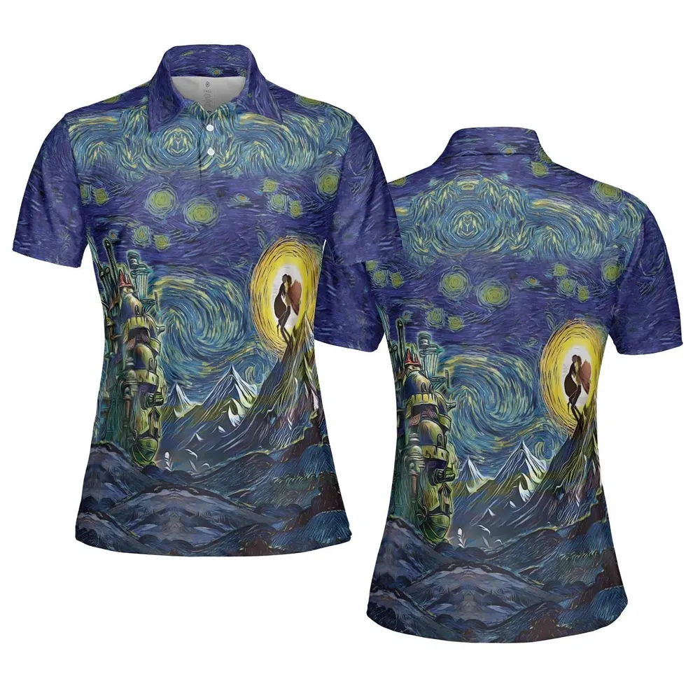 Howl’s Moving Castle Starry Night AOP Men/Women Polo Shirt - 5