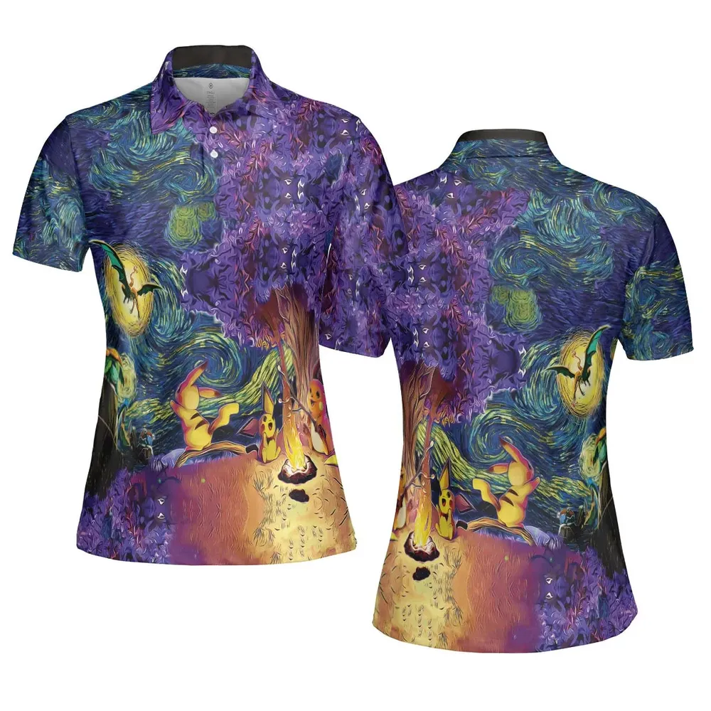 Pokemon Starry Night Campfire AOP Men/Women Polo Shirt - 5