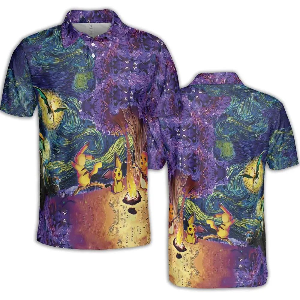 Pokemon Starry Night Campfire AOP Men/Women Polo Shirt - 2