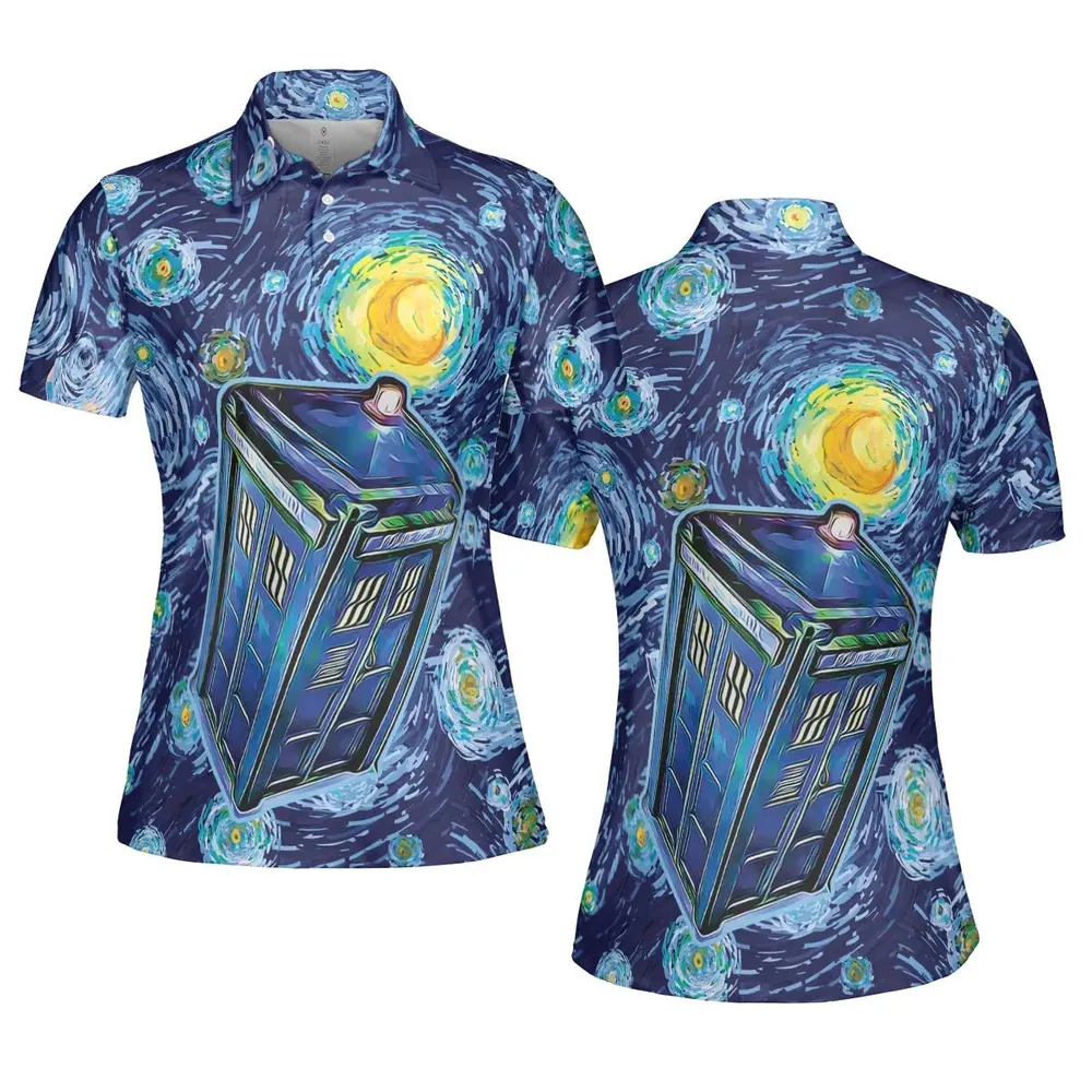 Tardis Starry Night Doctor Who AOP Men/Women Polo Shirt - 5