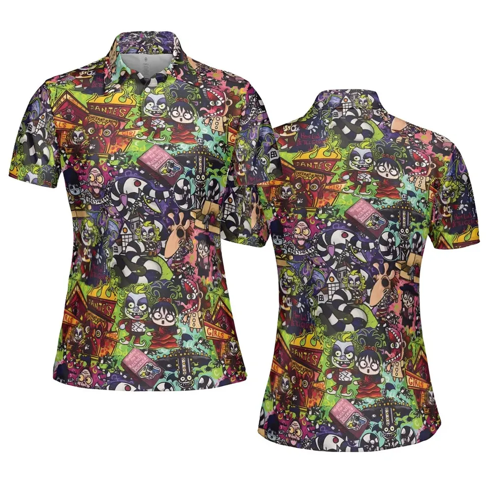 Spooky Chic Beetlejuice AOP Men/Women Polo Shirt - 5