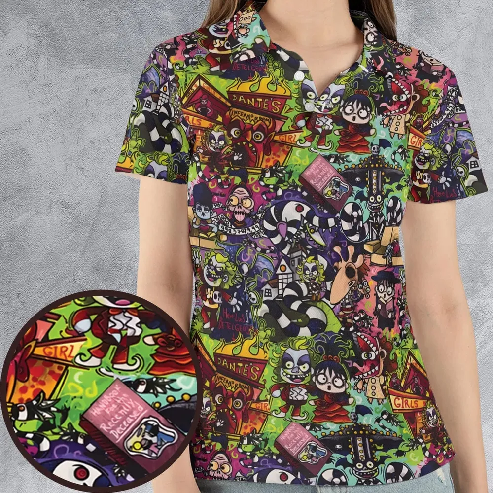 Spooky Chic Beetlejuice AOP Men/Women Polo Shirt - 4