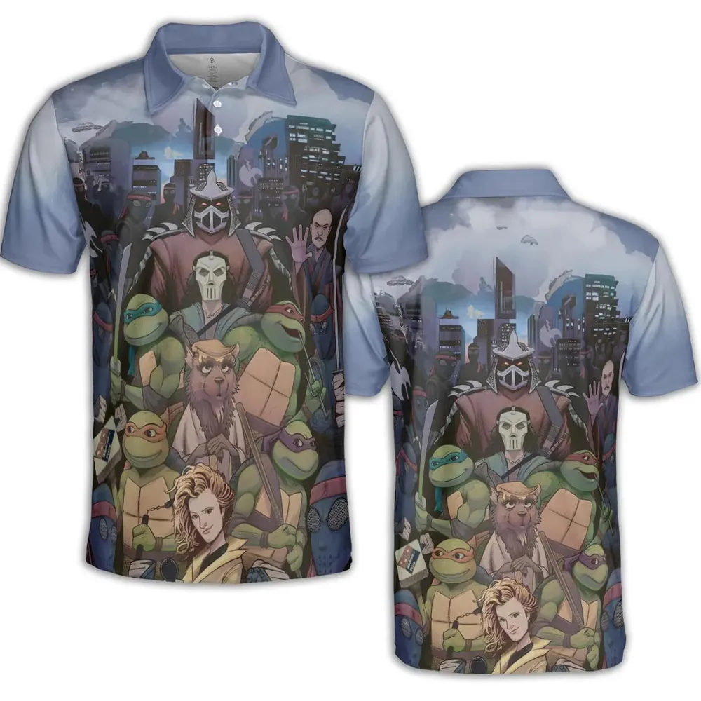 Turtles vs Ninja Teenage Mutant Ninja Turtles AOP Men/Women Polo Shirt - 2