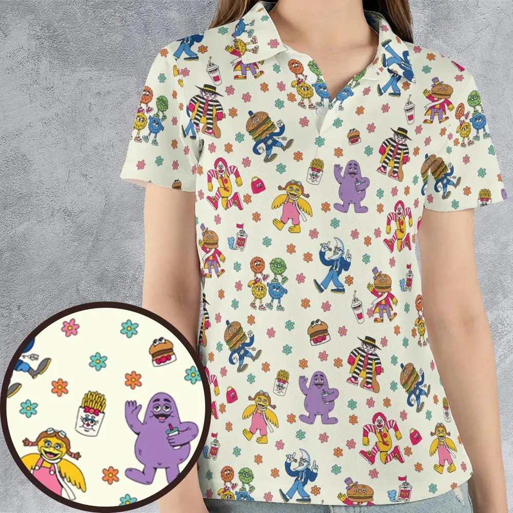 BADA BOP BA BA Mcdonaldland AOP Men/Women Polo Shirt - 4