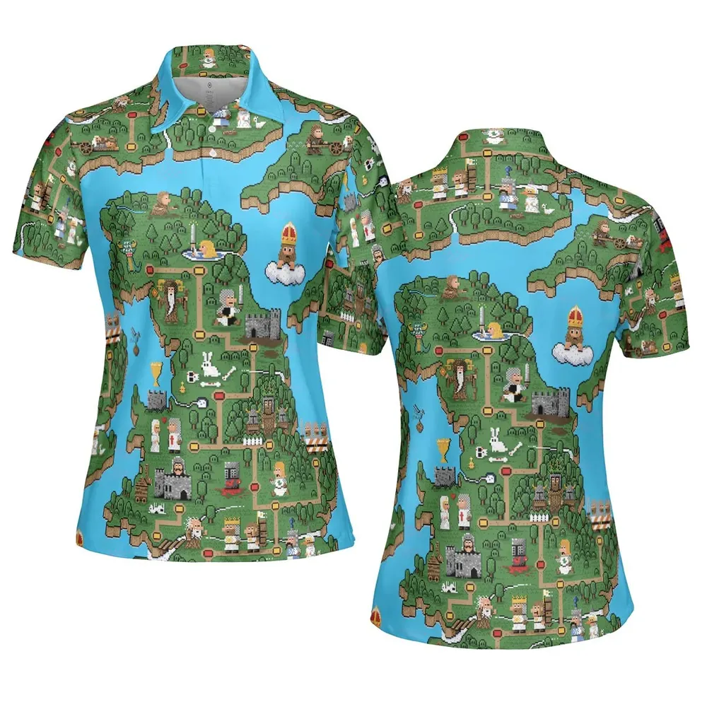 Pixel Art Python Monty Python AOP Men/Women Polo Shirt - 5