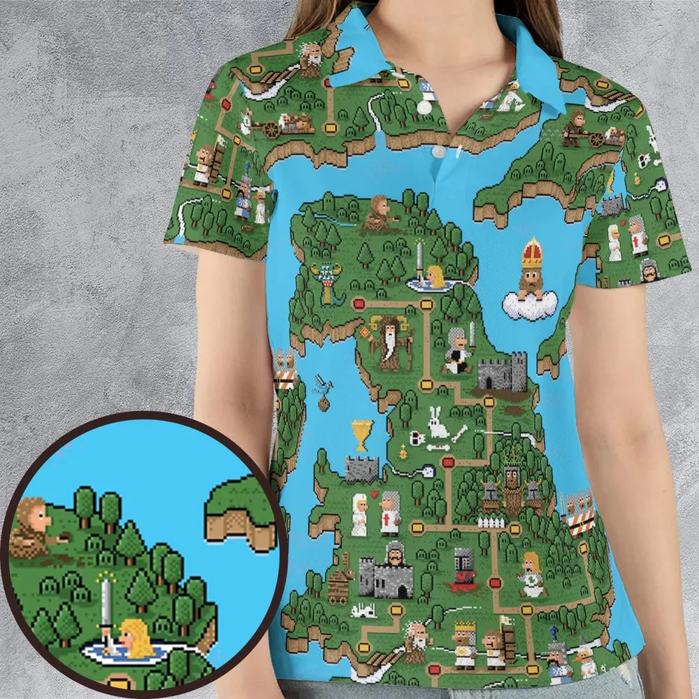 Pixel Art Python Monty Python AOP Men/Women Polo Shirt - 4