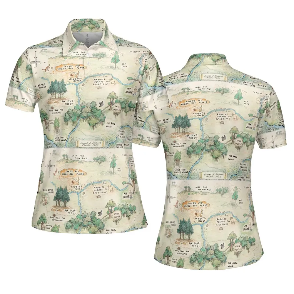 Hundred Acre Wood Map AOP Men/Women Polo Shirt - 5
