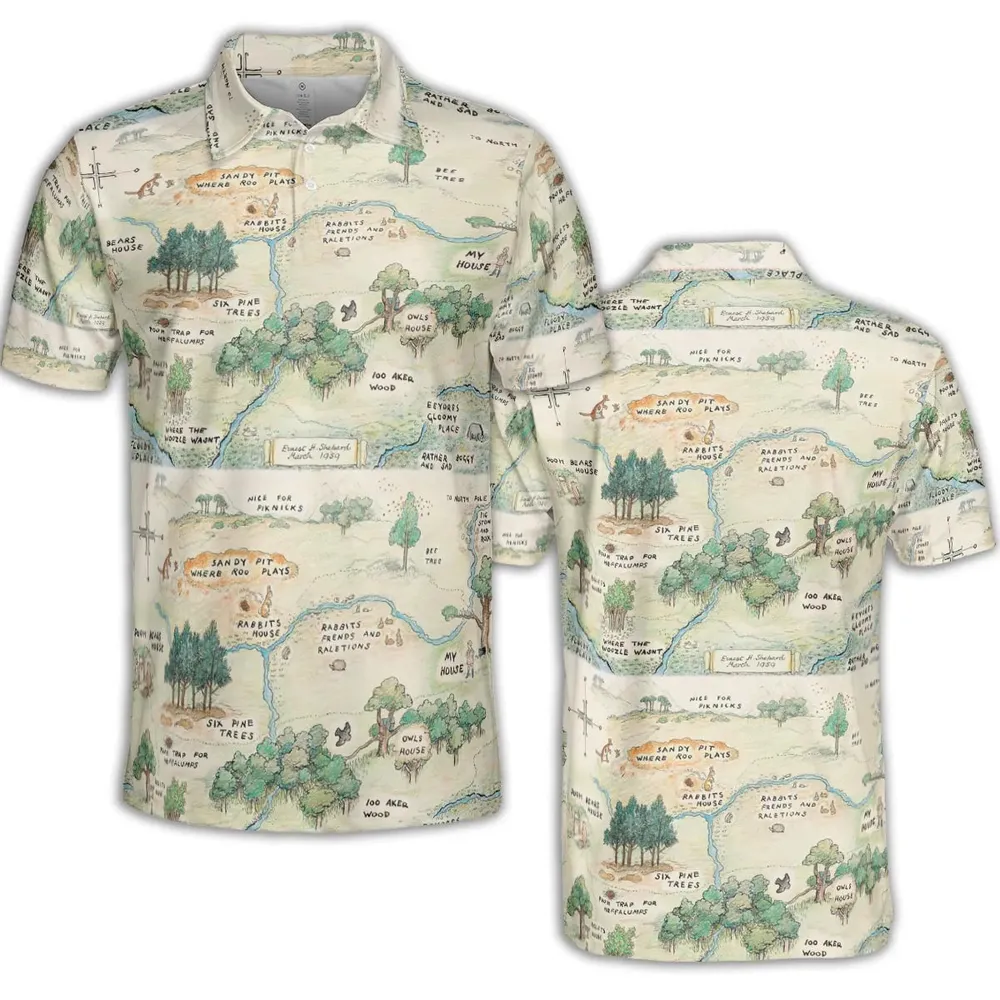 Hundred Acre Wood Map AOP Men/Women Polo Shirt - 2