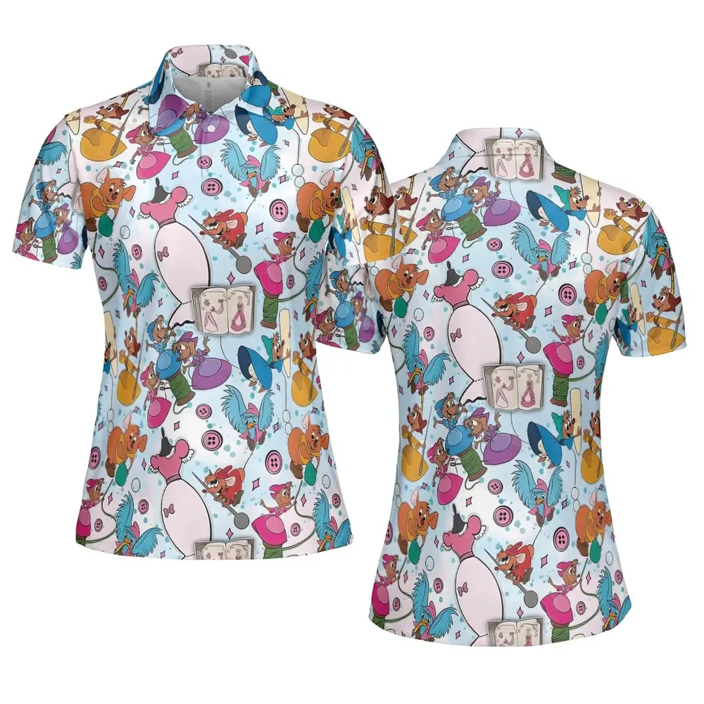Jaq, Gus, & Sewing Friends AOP Men/Women Polo Shirt - 5