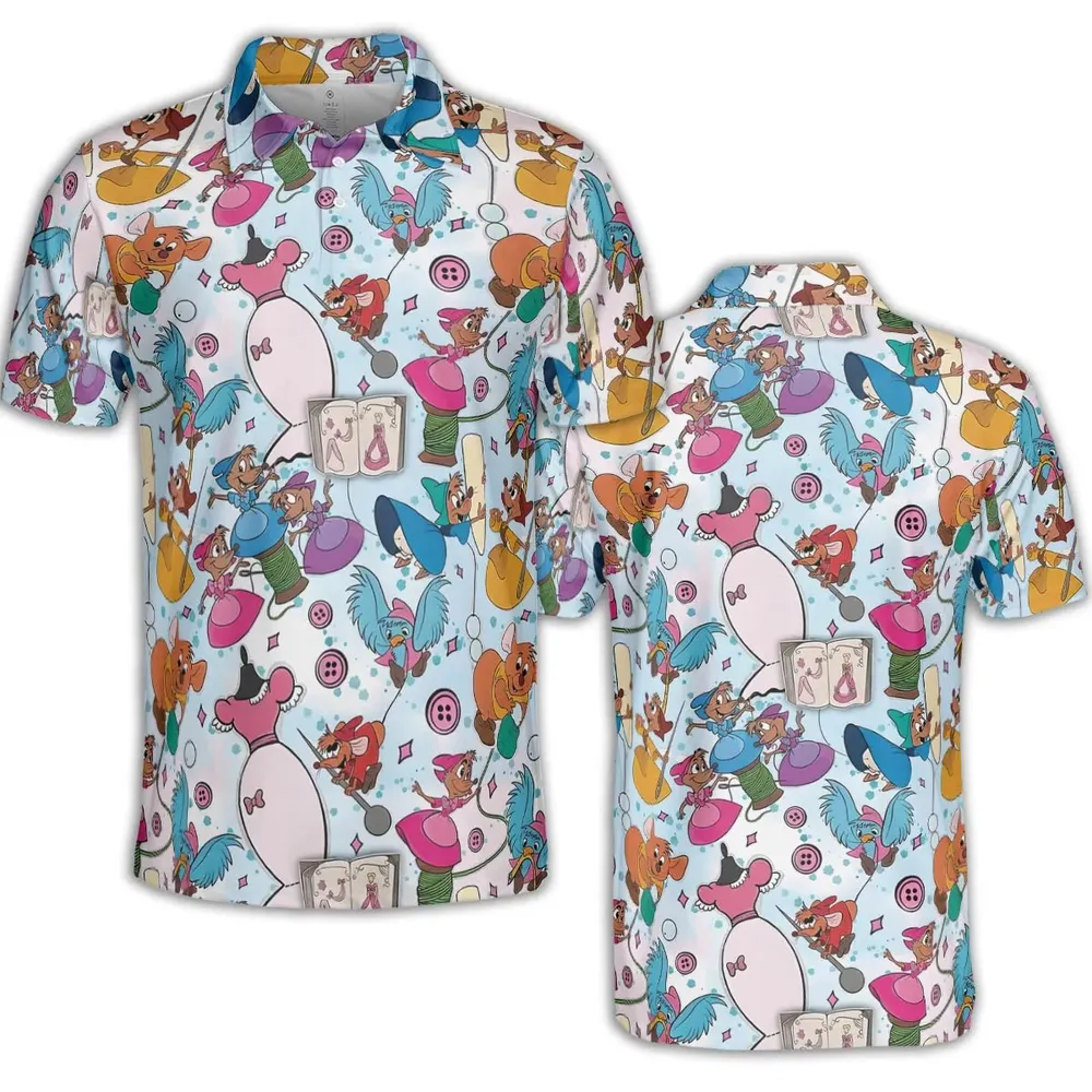 Jaq, Gus, & Sewing Friends AOP Men/Women Polo Shirt - 2