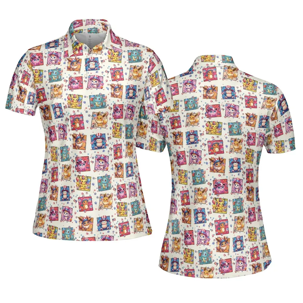 Chill The 4th Out Pokemon AOP Men/Women Polo Shirt - 5