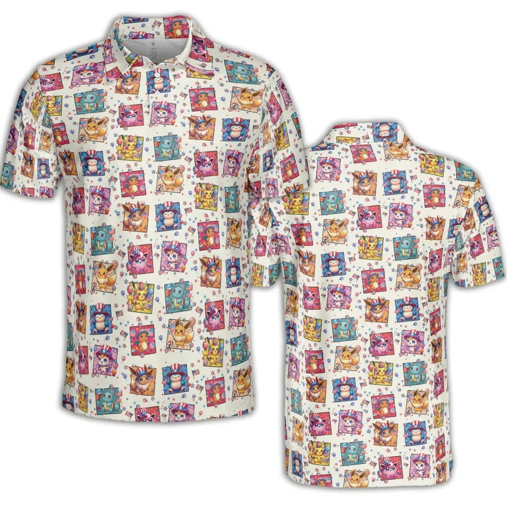 Chill The 4th Out Pokemon AOP Men/Women Polo Shirt - 2