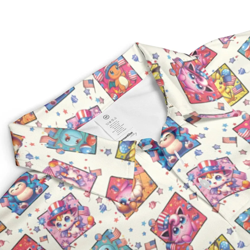 Chill The 4th Out Pokemon AOP Men/Women Polo Shirt - 3