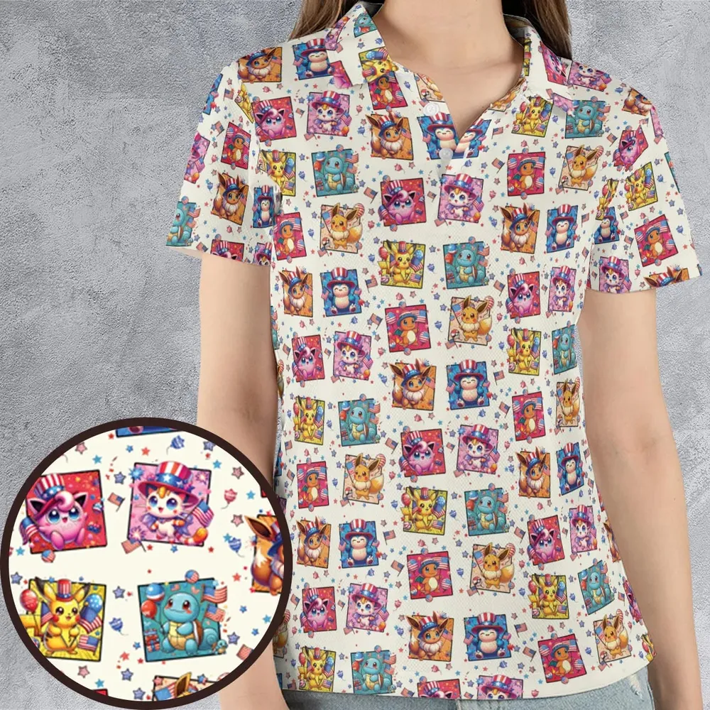 Chill The 4th Out Pokemon AOP Men/Women Polo Shirt - 4