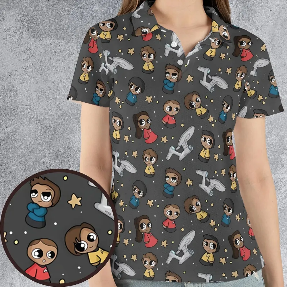 Cute Space Star Trek AOP Men/Women Polo Shirt - 4
