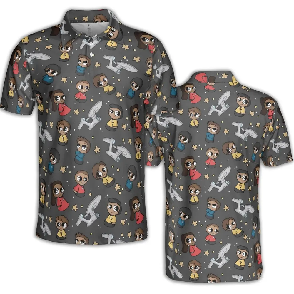 Cute Space Star Trek AOP Men/Women Polo Shirt - 2