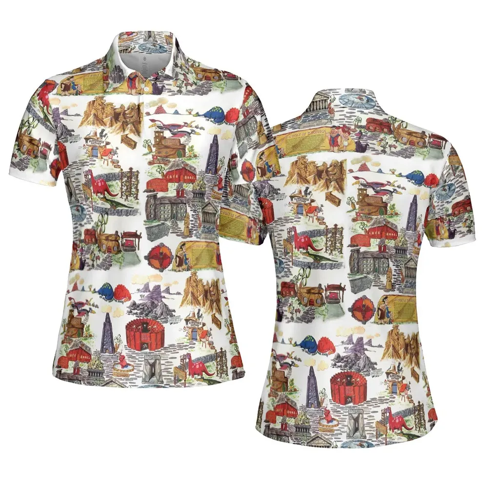 History Of Bedrock Flintstones AOP Men/Women Polo Shirt - 5
